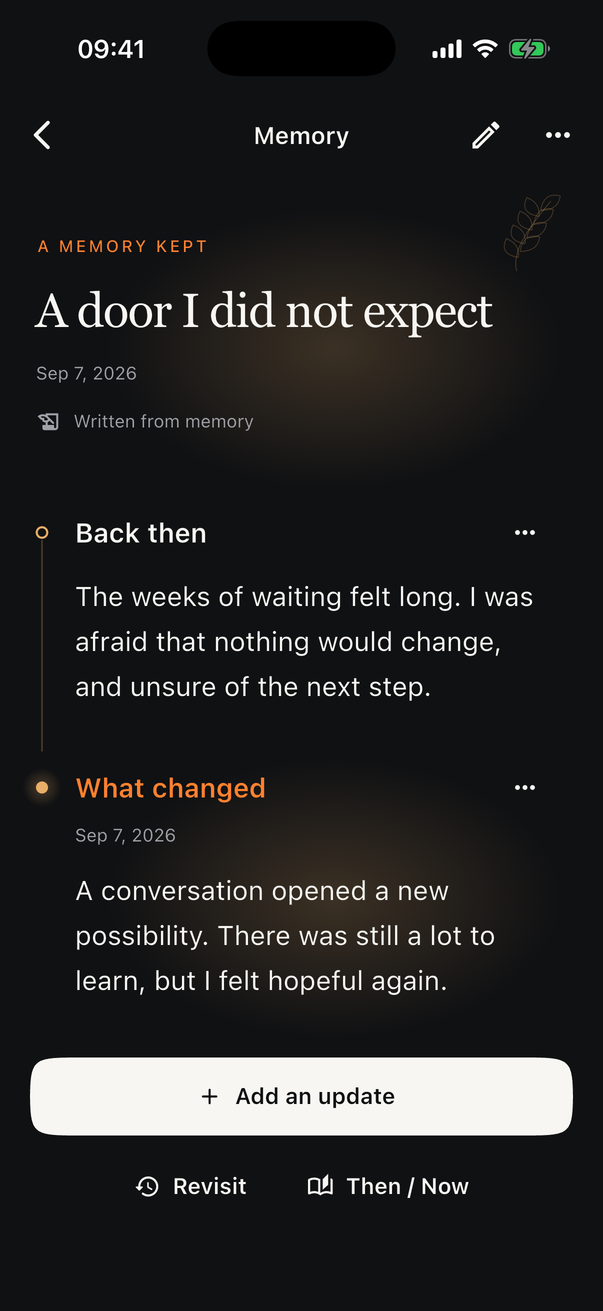 Thus Far memory: the fear of waiting, followed by a later update about an unexpected opportunity